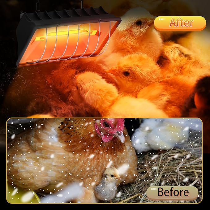 Heat Lamp for Chickens, 250W Chicken Heat Lamp, Brooder Heater for Chicks, Hanging Light Heated Adjustable Temp & Height, with Anti-Fall Aluminum Alloy Lamp Shade, for Chick, Ducks, Poultry (black)