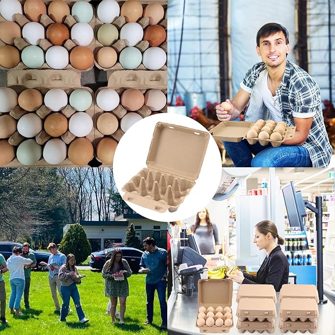 45 Pack Dozen Paper Pulp Egg Cartons, Eco-Friendly Cardboard Egg Cartons Holds Up to 12 Chicken Eggs For Storing Extra Eggs, Crafting, Parts Storage, Easter & More