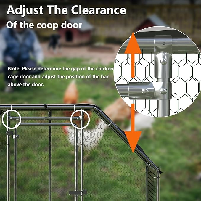 BOSSIN Metal Chicken Coop with Waterproof Cover, Poultry Cage Spire Shaped Coop, Walk-in and Heavy Duty Design, Chicken Run Duck House Resistant to Wind, rain, and UV Cover for Farm Yard Use