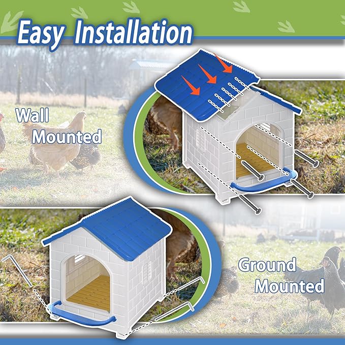 Chicken Nesting Box for Laying Eggs 1/2/3 Pack Large Easy to Assemble Hen Plastic Nesting Box with Washable Nesting Pad for Chicken Coop Wall or Ground Mounted (3 Pack)