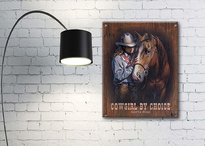 Desperate Enterprises Cowgirl by Choice Tin Sign - Nostalgic Vintage Metal Wall Decor - Made in USA