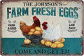 Vintage Farm Fresh Eggs Metal Sign, Chicken Gifts Golden Eggs Tin Sign For Chicken Coop Rustic Farmhouse Kitchen Garden Wall Decor 8" x 12"
