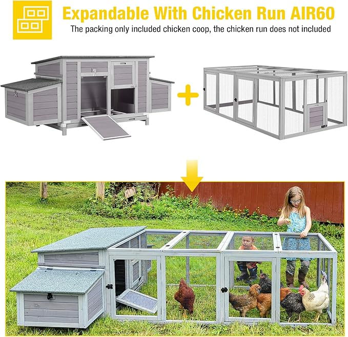 Aivituvin Chicken Coop Two Nesting Boxes Large Wooden Hen House Weatherproof Outdoor Rabbit Hutch Duck Cage