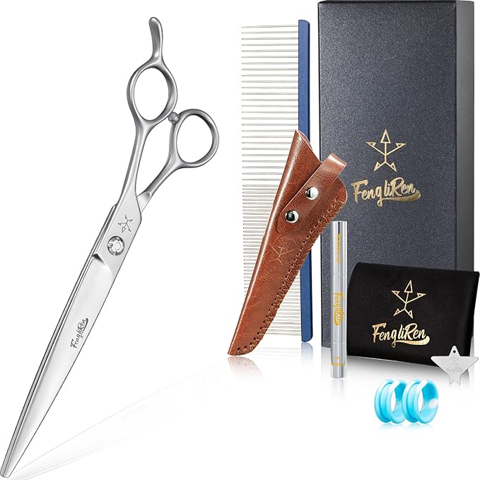 High-end Professional Dog Grooming Scissors Pet Grooming Shears 7.5 Inches Extremely Very Sharp Made Of Stainless Steel Alloy By Hand For Dog Cat Groomer