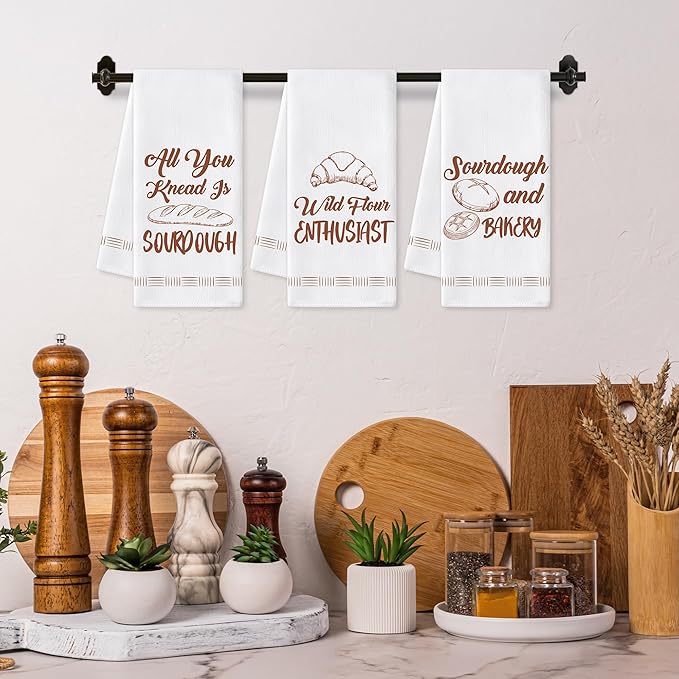 GROBRO7 Funny Sourdough Hand Towel - 6Pcs Fun Bake Bread Kitchen Dish Towels Soft Polyester Cleaning Dishcloth for Home Dining Room Restaurant Bath Decor Baking Gifts for Baking Lovers Women Hostess