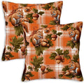 Fall Squirrel Throw Pillow Covers 18x18 Inch, Set of 2 | Autumn Woodland Plaid Square Cushion Cases for Couch Sofa Living Room | Rustic Farmhouse Home Decor, Decorative Pillowcases