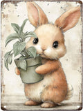 Easter bunny Tin Sign metal plaque Vintage bunny art gift for garden bedroom living room kitchen wall decoration 12X16Inch