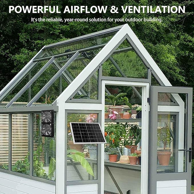 Solar Exhaust Fan, 15W Powerful Solar Fan for Chicken Coop, Easy Installation, Weatherproof, Ventilate Your Chicken Coop Shed Greenhouse Dog House with Zero Electricity Cost