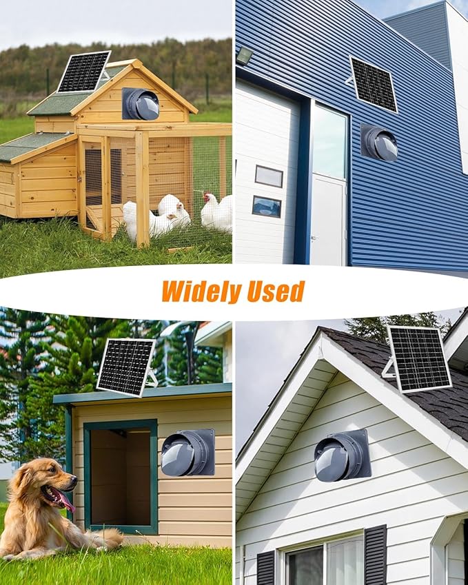 8" Solar Fan for Greenhouse, Coop and Attic – 25W Solar Panel and 10FT Adapter, High-Speed Waterproof Exhaust Fan with Anti-Backflow Valve
