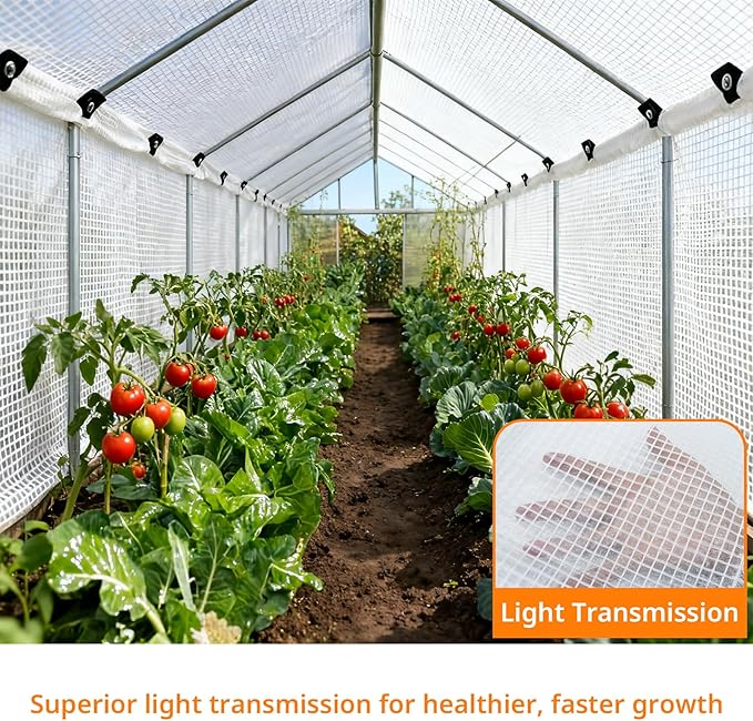 16Mil Clear Greenhouse Tarp, Heavy Duty Clear Tarp with Grommets 10x10FT, Reinforced Poly Transparent Greenhouse Plastic Cover Waterproof UV Resistant for Gardening, Farming, Canopy, Chicken Coop