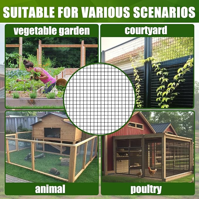 Black Hardware Cloth 1/2 inch 16inx50ft 19 Gauge Galvanized After Welding Chicken Wire Fencing Roll Welded Metal Wire Mesh Roll for Garden Fence and Home Project