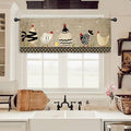 Miyotaa Rooster Farmhouse Kitchen Curtain Valance 54W x 18H Rod Pocket Rustic Farm Chicken Rural Country Plaid Window Treatment for Living Room Bedroom Bathroom Laundry