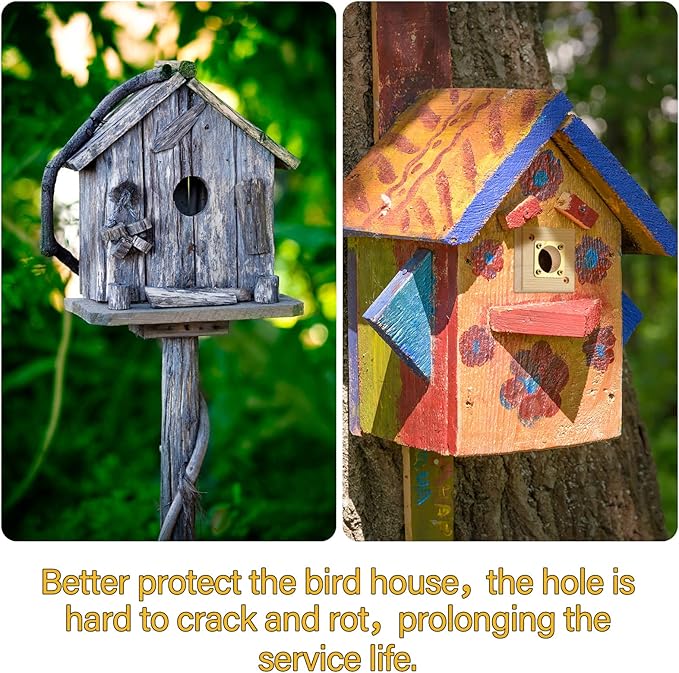 2 Pieces Bluebird House Predator Guard Bird House Predator Guard Replacement Wooden Copper 1 1/2 Inch Opening