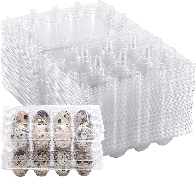 60 Pcs Quail Egg Cartons, Square Dozen Egg Boxes, Classical 3x4 Style Holds Up to Twelve 12 Count Small Quail Eggs Basket, Pigeon Eggs, Bulk Carton Quail Egg Tray Container for Refrigerator