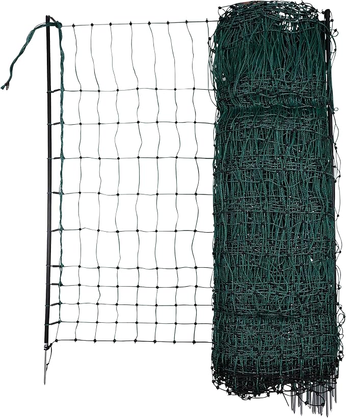 Kerbl Poultry Net (50 m, Height 106 cm, Non-Electrical, Reinforced Top Line, 15 Plastic Stakes) 292276