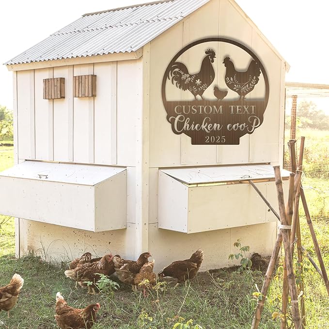 Custom Chicken Coop Signs, Personalized Chicken Coop Signs, Custom Metal Farm Signs for Outdoor, Chick Hen House Sign Funny Farmhouse Outside Wall Decor Gift