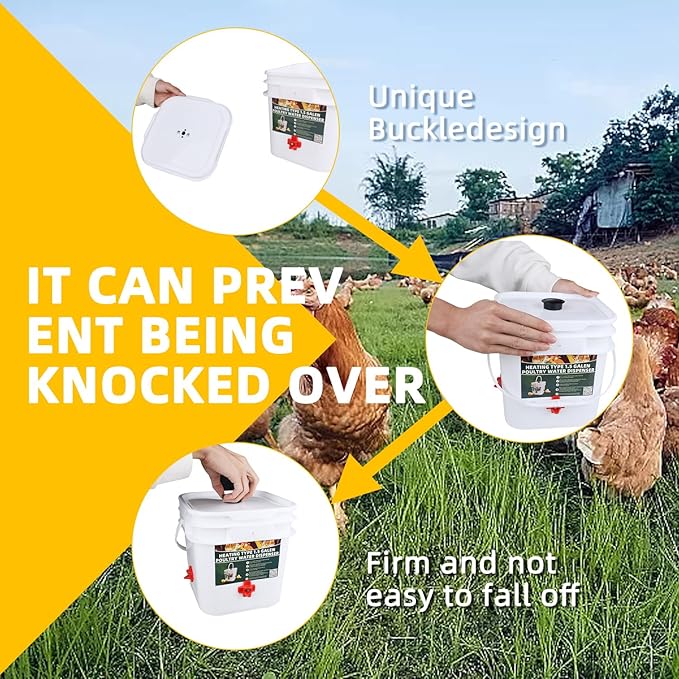 1.5 Gallon Square Chicken Water Bucket, Hanging Type, Suitable for Chickens, Pigeons, Quails, and Other Large Animals 1Pcs.