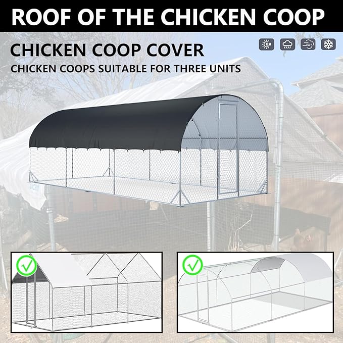 XCZ Chicken coop Cover. Equipped with Spherical Elastic Ropes, Suitable for Large Metal Chicken coops with Three Units. Chicken coop Sunshade Cloth, Waterproof and Sun-Proof. Only Cover