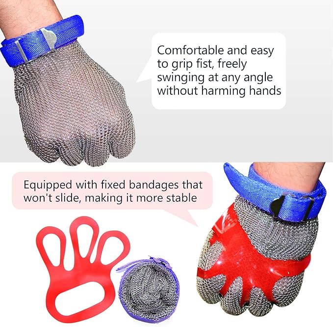 A9 Chainmail Glove, Cut Resistant Stainless Steel Butcher Glove for Cutting Meat & Fish Filleting