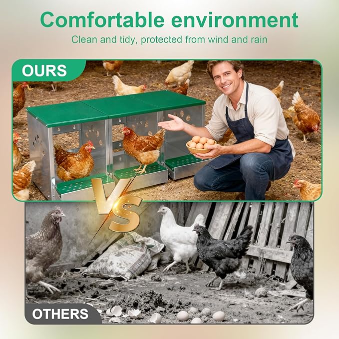 Chicken Nesting Box 1 Compartments - Wall Mount Metal Egg Laying Nest Box for Chicken Coop, Easy to Assemble & Versatile Use for Hens, Ducks, Chickens