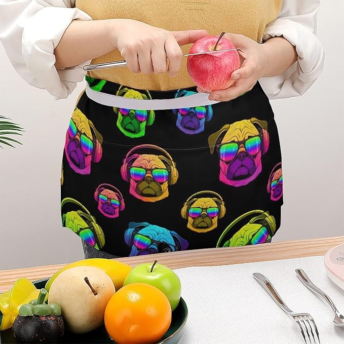 Half Apron with 3 Pockets Chef Cooking Kitchen Restaurant Aprons for Women Men