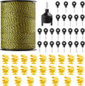 VEVOR Electric Fence Wire, 1640Ft 500M Portable Polywire, 1/8" Diameter 6 Stainless Steel Strands, Fencing Rope Line with 25 Fence Insulators and 25 T-Post Insulators, for Horse, Cattle, Livestock