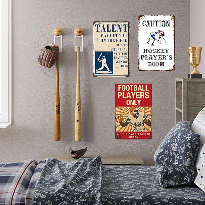 Football Room Decor For Boys Football Gifts For Boy 8-12 Football Wall Art Football Metal Tin Sign Cool Stuff For Your Room Football Players Only Signs Football Posters For Boys Bedroom Football Dorm Accessories Sporty Style Decorative Items Football S...