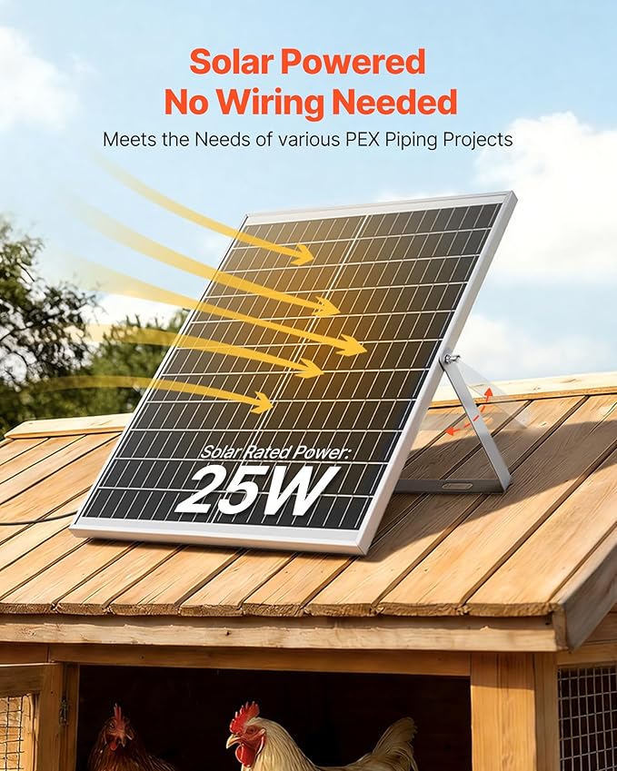 VEVOR Solar Powered Fan, 25W Solar Panel with 4 Fans, Adjustable Solar Panel Angle, 2668 RPM High-Speed, Flexible Installation, Fast Air Exchange for Greenhouse, Grow Tents, Chicken Coops, Shelters