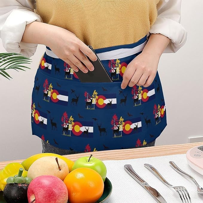 Half Apron with 3 Pockets Chef Cooking Kitchen Restaurant Aprons for Women Men