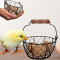 Small Wire Egg Collecting Basket with Handle, Mini Rustic Farmhouse Chicken Wire Egg Basket for Gathering Fresh Eggs from Coop, Vintage Countertop Holder for Easter Egg Hunt, 2 PCS