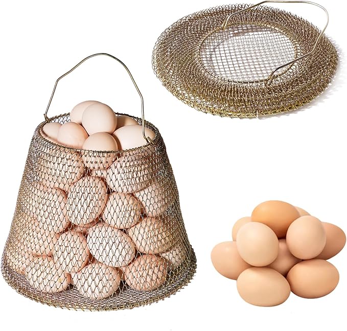 Egg Basket, Collapsible Mini Storage - Can Easily Load Eggs for Carrying and Collecting Eggs, Easy Washing, and Fast-drying, Country Primitive Farmhouse Style (Big)