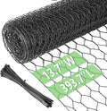 Chicken Wire 13.7 in x 393.7 in Poultry Wire Netting Hexagonal Galvanized Mesh Garden Fence Barrier for Pet Rabbit Chicken Fencing with 100 Pcs Cable Zip Ties(PVC-Coated)