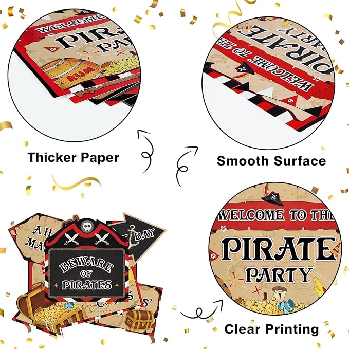 WERNNSAl Pirate Party Decorations - 10PCS Pirate Birthday Party Decorations for Adventure Birthday Party Supplies Funny Parrot Pirate Decor for Home Garden Yard Wall Decor
