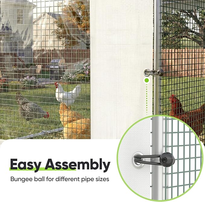Quictent 8.9x6.5 FT Chicken Coop Cover Heavy Duty Winter Wrap with Window, Waterproof Chicken Run Tarp, Full Enclosure Insulation, 12 Ball Bungees (Back Panel)