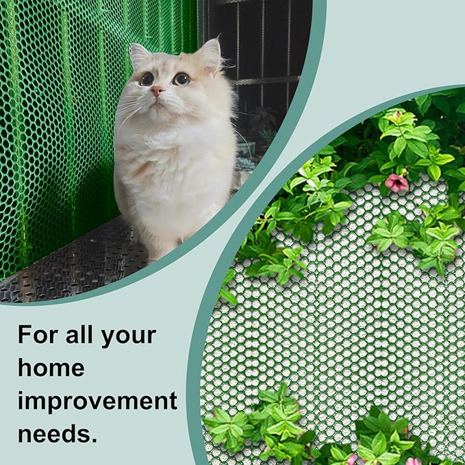 Chicken Plastic Wire Fencing Mesh - Heavy-Duty Plastic Chicken Black Wire Fence Mesh for Gardening, Barrier Netting, Poultry Dogs Rabbit Fencing (Green, 15.7IN x 10FT)