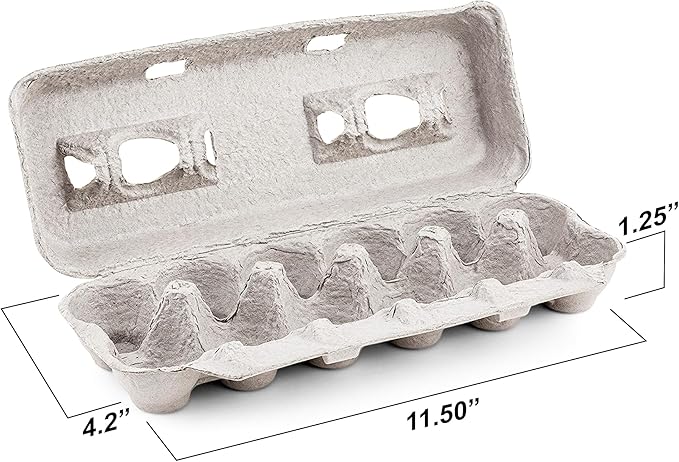 MT Products Blank Natural Pulp Egg Cartons Hold Twelve Eggs 1 Dozen 11.50" x 4.2" x 1.25" - Perfect for Chicken Farm (Pack of 15) - Made in the USA