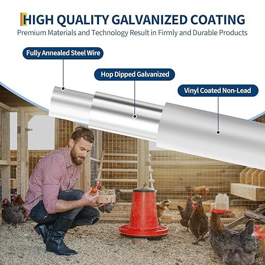 Chicken Wire 1/2 Inch 48in x 50ft Galvanized Welded Wire Mesh Roll, Chicken Wire Fence for Poultry Rabbit Snake Gopher Cage, Garden Plant Fencing & Animal Netting - Silver