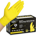 TitanFlex Heavy Duty Industrial Nitrile Gloves with Raised Diamond Texture, 6-mil, Latex Free (Dark Green/Yellow)