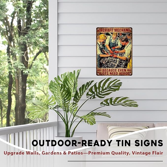 Aircraft Mechanic Decor Because Even Pilots Need Heroes Tin Plaque Home Family Poster Tin Sign Funny Metal Sign Bedroom Retro Parlor Yard Courtyard Farm 12x16inch