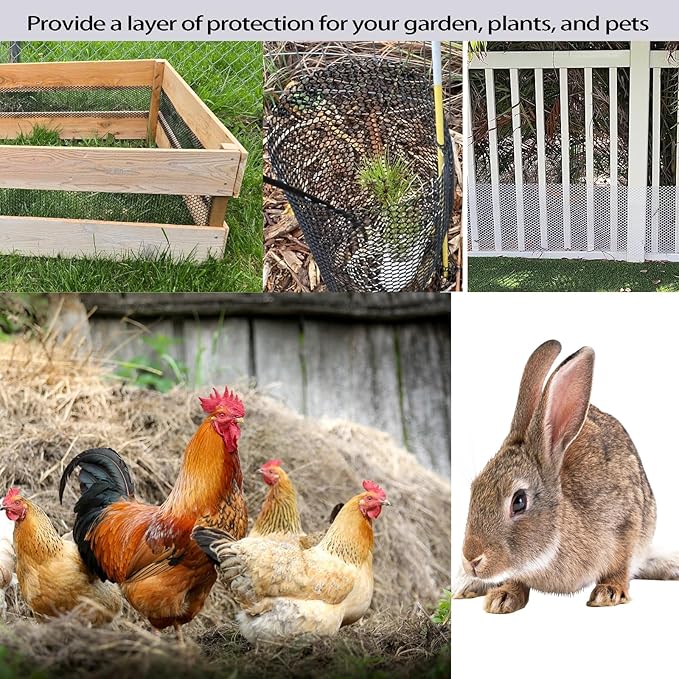 Black Plastic Wire Mesh Fence Plastic Chicken Wire Fence Mesh 15.7IN x6.56FT Best for Poultry, Cat,Dogs, Rabbit, Snake & Gardening Plastic Chicken Wire Mesh,with 50 Pcs Fixed Straps