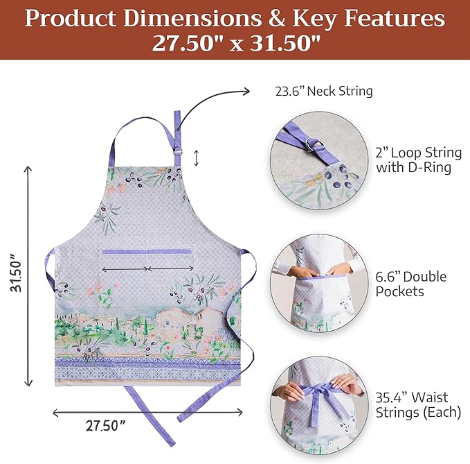Maison d' Hermine 100% Cotton Apron for women with Pocket Kitchen Chef Apron for Men Cooking Easter Decorations