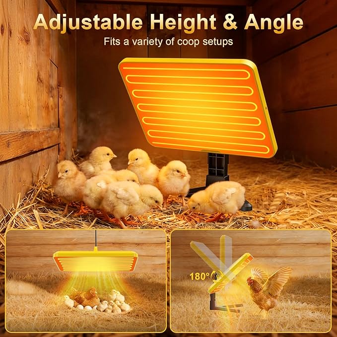 Chick Brooder Plate - Energy Efficient Chick Heating Plate with Adjustable Height and Angle, 50-158°F Digital Temp Control for Winter Chicken Coop, Brooder Box, Ducklings