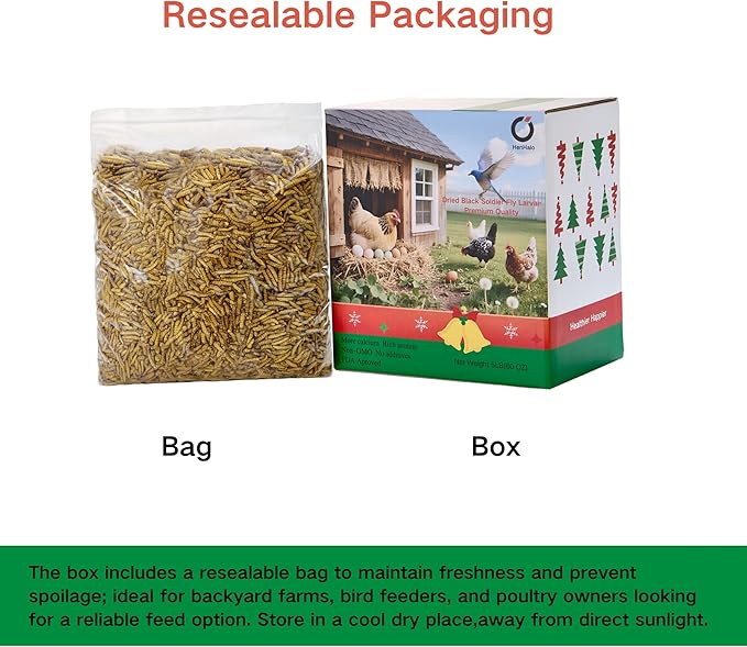 10LB Non-GMO Dried Black Soldier Fly Larvae - High Calcium 4.2-4.5% (More Than Mealworms) & 36-43% Protein, 100% Natural Treat for Chickens Strong Eggshells & Immune Support