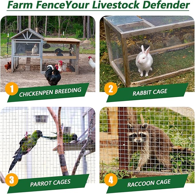 Hardware Cloth 1/4in 48inx100ft Hot Dip Galvanized 23 Gauge Chicken Wire Fencing Roll Poultry Animal Netting Cage Screen Chicken Coop Accessories Garden Plant Supports