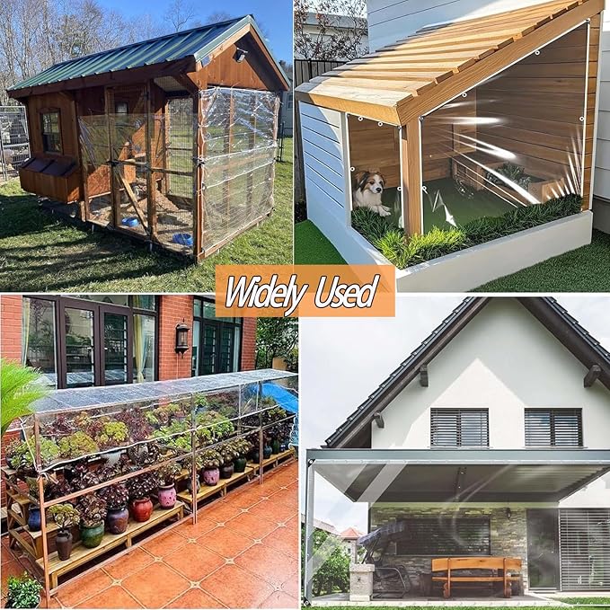 6.5 * 13.1 Thickened Chicken Coop Cover for Winter, Waterproof & Anti-Tear Chicken Coop Insulation with Rope, Chicken Run Sidewalls, Windproof Clear Chicken Coop Tarp for Chicken Run