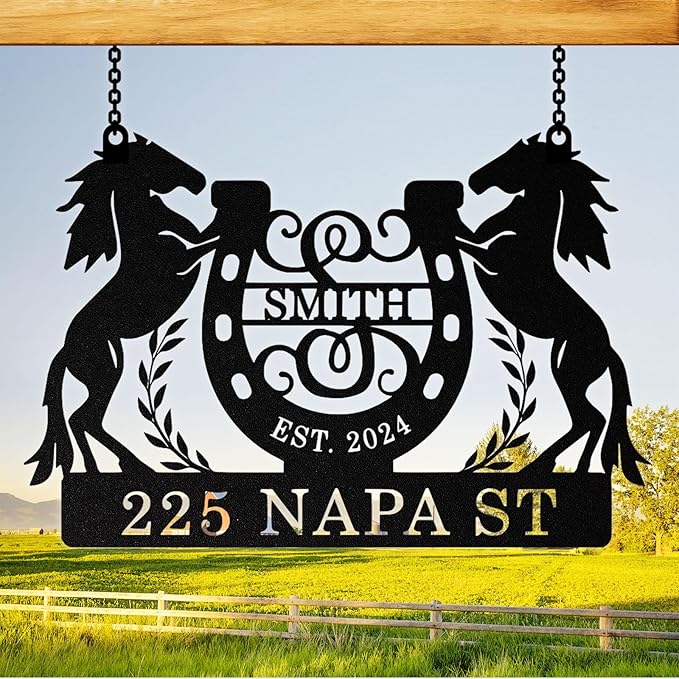 Personalized Metal Farm Sign, Custom Farm Metal Signs Outdoor, Custom Ranch Sign, Customized Horse Signs Western Decor for Farms, Ranch, Barn, Farmhouse, Housewarming Rancher Gifts