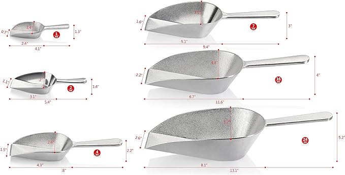 New Star Foodservice 34622 Cast Aluminum Flat Bottom Utility Scoop, 1oz, Extra Small Size, Silver (Hand Wash Only)