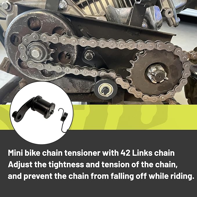 Mini Bike Chain Guard 420 Chain 42 Links & 90 Links with Chain Tensioner Kit for Coleman CT200U CT200U-EX BT200X Baja Warrior MB200 MB165 Massimo for Predator 212cc 196cc 6.5hp 5.5hp minibike Parts
