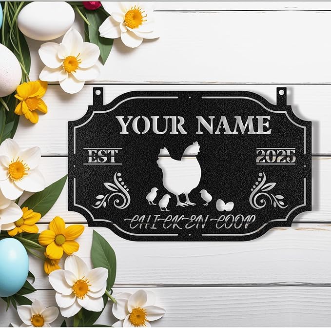 Custom Chicken Coop Signs, Personalized Funny Chicken Coop Signs, Custom Metal Farm Signs for Outdoor, Chick Hen House Sign Funny Farmhouse Outside Wall Decor Gift