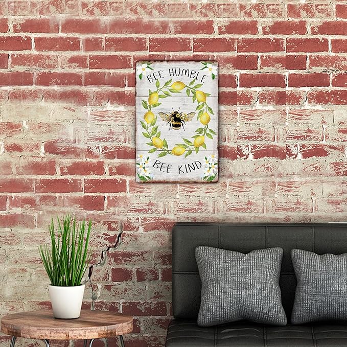 Sanwarm Metal Sign 8X12 Inch, Yellow Lemon Leaf Vintage Tin Sign Wall Art Decor for Home, Living Room, Kitchen, Garden, Bedroom, Office, Hotel, Cafe And Pub Decoration